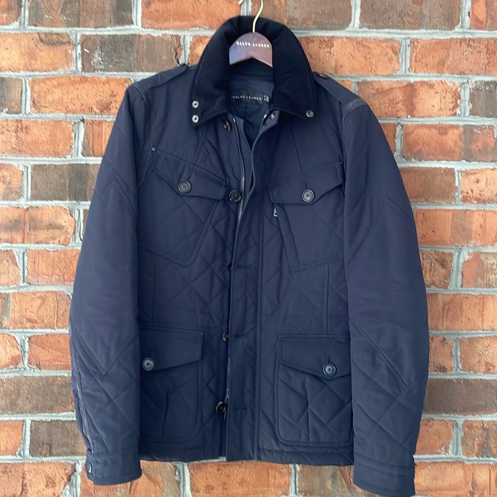 $1695 RL Black Label navy quilted coat